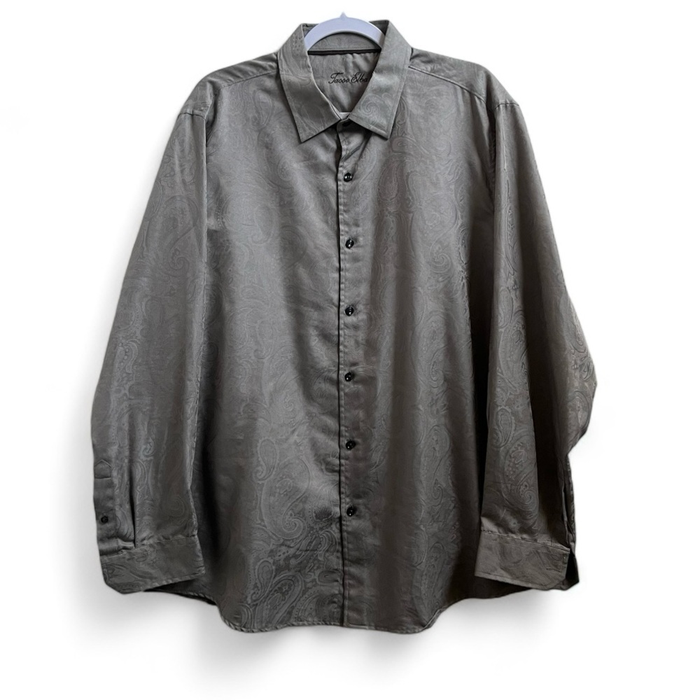Tasso Elba Men's Paisley-Print Long-sleeved Button Shirt Size XL